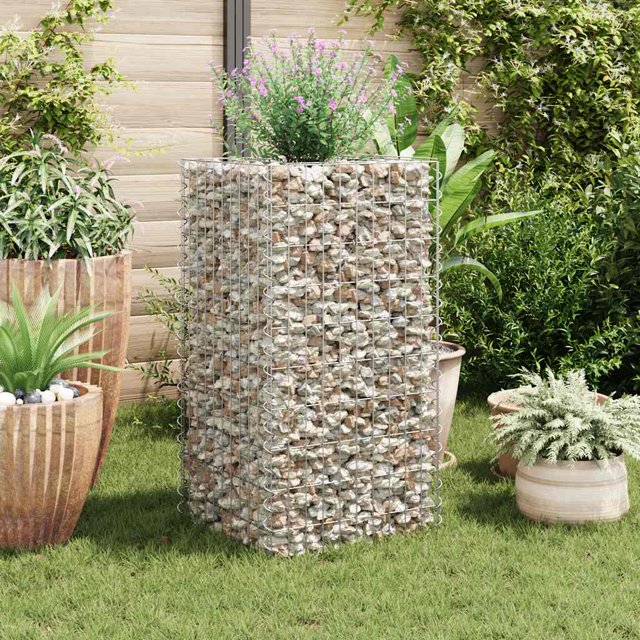 vidaXL Gabion Basket Rectangular, Galvanized Steel, Gabion Raised Bed, 19.7"x19.7"x39.4"
