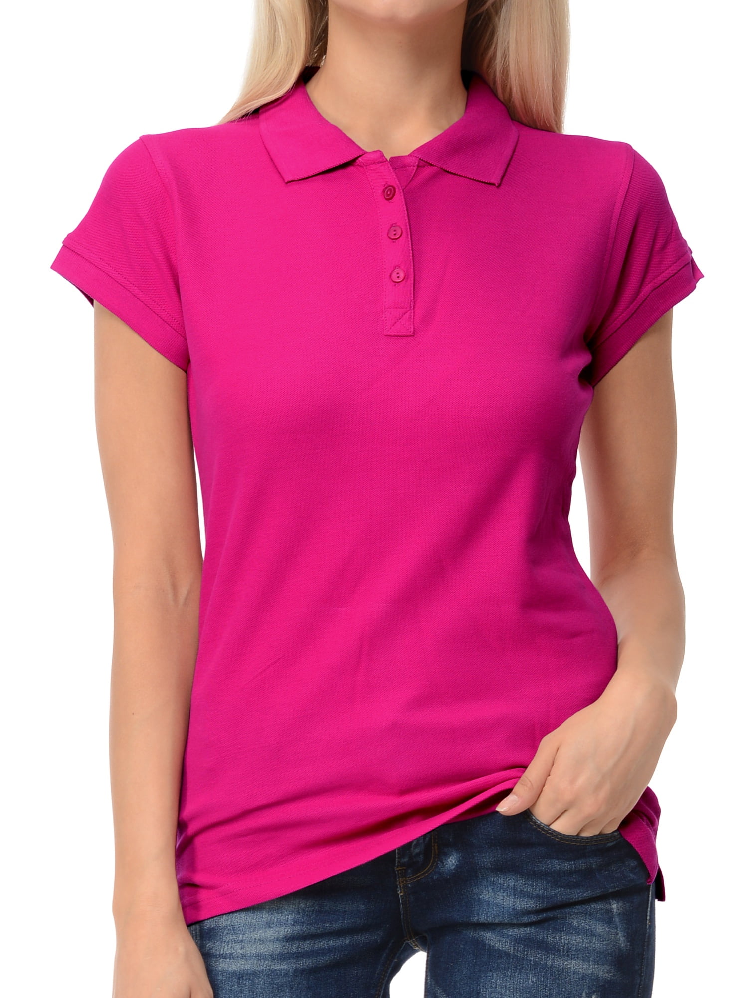 womens black short sleeve polo shirt