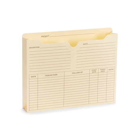 Blue Summit Supplies 50 Project File Folders, Reinforced Straight Cut Tab, 2 Inch Expansion Pocket, Preprinted Project Management Folder Design, Lett