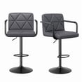 thumbnail image 3 of Daluvenix Bar Stools Set of 2， PU Leather Adjustable Swivel Barstools，Hydraulic Counter Height Bar Chairs with Armrest Back for Kitchen Island，Gray, 3 of 9