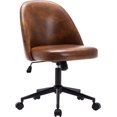 thumbnail image 3 of DUHOME Armless Home Office Chair, Leather Swivel Task Chairs Height Adjustable Desk Chair with Black Metal Base Mid Back，Computer Chair with Wheels for Teens Adults，Yellowishbrown, 3 of 16