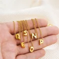 thumbnail image 4 of HIJONES Women's Stainless Steel Dainty Bubble Initials A-Z Alphabet Necklace Simple Classic Collarbone Chain Pendant Birthday Jewelry Gift Gold Letter G, 4 of 6