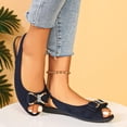 thumbnail image 5 of Rvasteizo Flats for Women Solid Soft Sole Peep Open Toe Bow Lazy Moccasin Outdoor Summer Shoes, 5 of 5