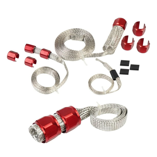 Kit de manguito de manguera trenzada de acero inoxidable 8092 para radiador de línea de combustible de vacío de aluminio Rojo