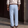 thumbnail image 4 of JoveMarine Men's Linen Pants Casual - Lightweight Breathable Summer Trousers with Drawstring Elastic Waist, Everyday Comfort,Sky Blue 3XL, 4 of 5