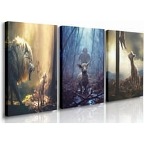 Hieng Jesus and Lamb Canvas Wall Art Jesus Running After Lost Lamb Picture Wall Art Jesus Canvas Print Christian Wall Decor Art Christian Home Decor Jesus Pictures Christian(Only canvas)