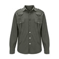 thumbnail image 4 of pstuiky manga larga de hombre, Chaqueta tipo cárdigan de manga larga con solapa y botones, color liso, para hombre, con múltiples bolsillos salir tops xxxl, 4 of 6