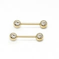 thumbnail image 1 of Nipple Ring Anodized Titanium 14G Nipple Piercing Barbell Front Facing Clear CZ, 1 of 11