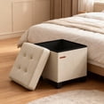 thumbnail image 5 of LEDREM 15" Cube Storage Ottoman with Feet, Footstool with 10-Gallon Storage, Ottoman with Storage Holdss up to 660 lb, Cream White, 5 of 7