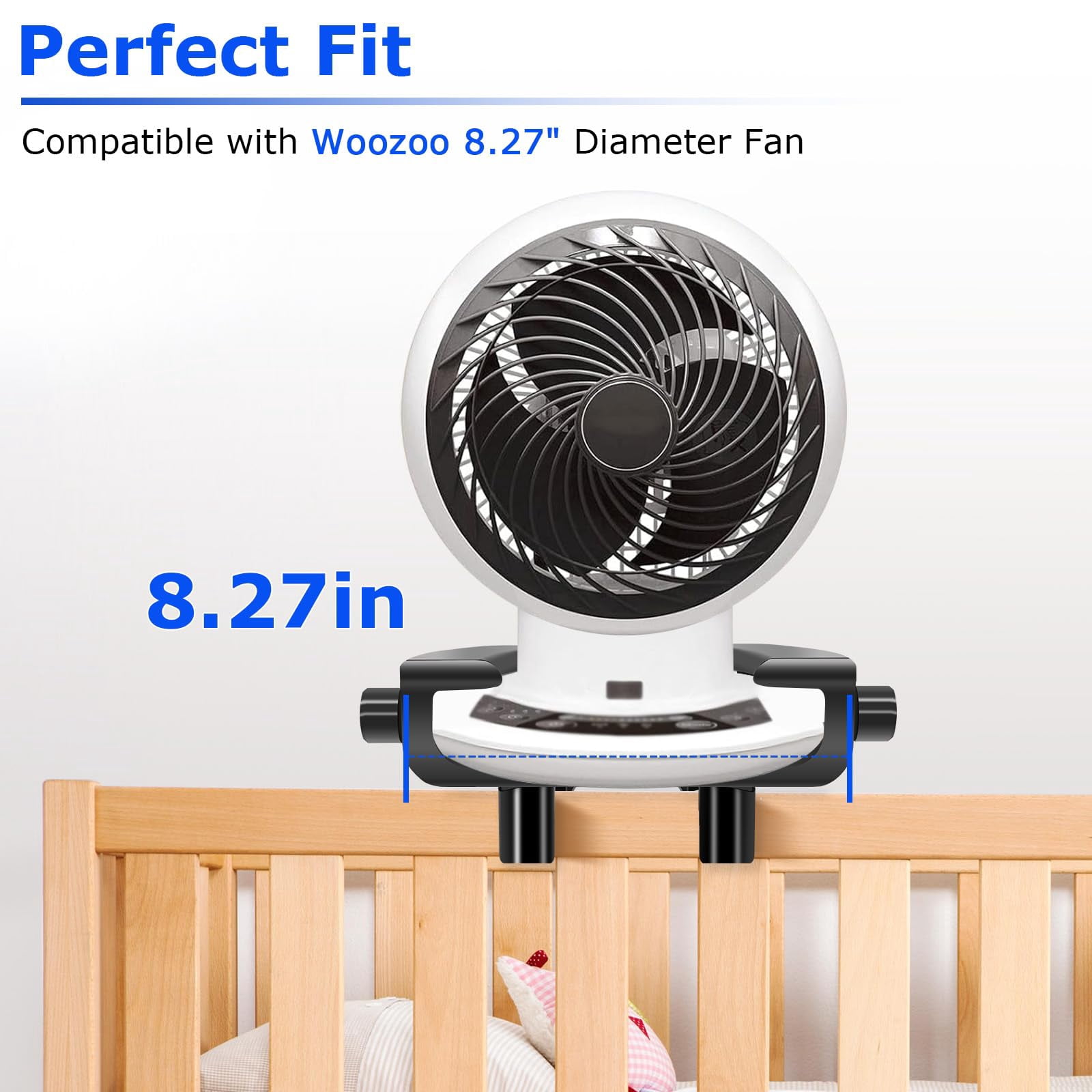 Bunk Bed Fan Holder, Clip-On Design, Fit for Bunk Buddy, Compatible with Woozoo Fans 8.27" Diameter