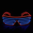 thumbnail image 2 of Pinfox Glow Shutter Neon Rave Glasses El Wire Gafas de sol LED intermitentes iluminan disfraces de DJ para fiesta, años 80, Edm Rb03 (rojo - azul), 2 of 5
