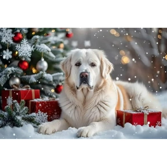 Jigsaw Puzzles for Adults300 Pieces Christmas Snowflakes Great Pyrenees Wooden Puzzle Challenging Educational Fun Family Holiday Activities Games Toys Gifts