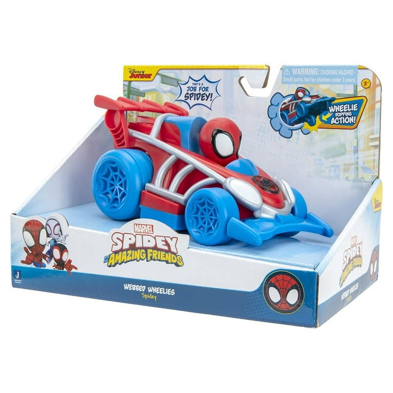  Marvel Spidey and his Amazing Friends Webbed Wheelie Vehicle -  Miles Morales: Spider-Man Pull Back Vehicle - Features Built-in Super Hero  : Toys & Games