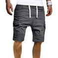 thumbnail image 3 of Outfmvch Cargo Pants For Men Mens Shorts Men'S Summer Casual Solid Shorts Drawstring Pocket Button Shorts Pants Long Johns For Men Gray 3Xl, 3 of 9