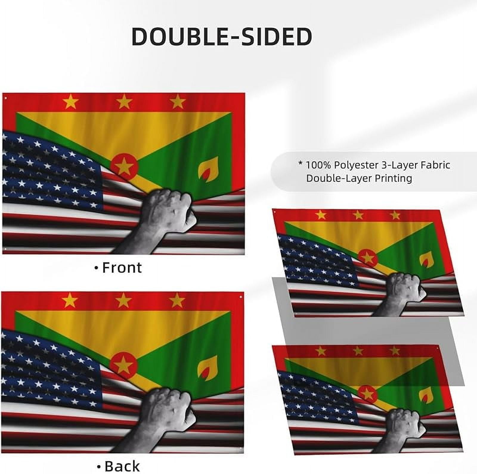 Usa American Flag And Grenadians Grenada Flag Flag 4x6 Ft Double-Sided Printing Thickened Three-Ply Fabric Outdoor Flags Banner Decorations