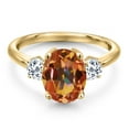 thumbnail image 3 of Gem Stone King 3.86 Ct Oval Ecstasy Mystic Topaz White Topaz 18K Yellow Gold Plated Silver Ring, 3 of 6