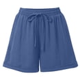 thumbnail image 4 of HKYNLAG Linen Shorts for Women Summer Drawstring Elastic Waist Shorts Dressy Casual with Pockets Boho Beach Shorts 2026 Blue S, 4 of 5