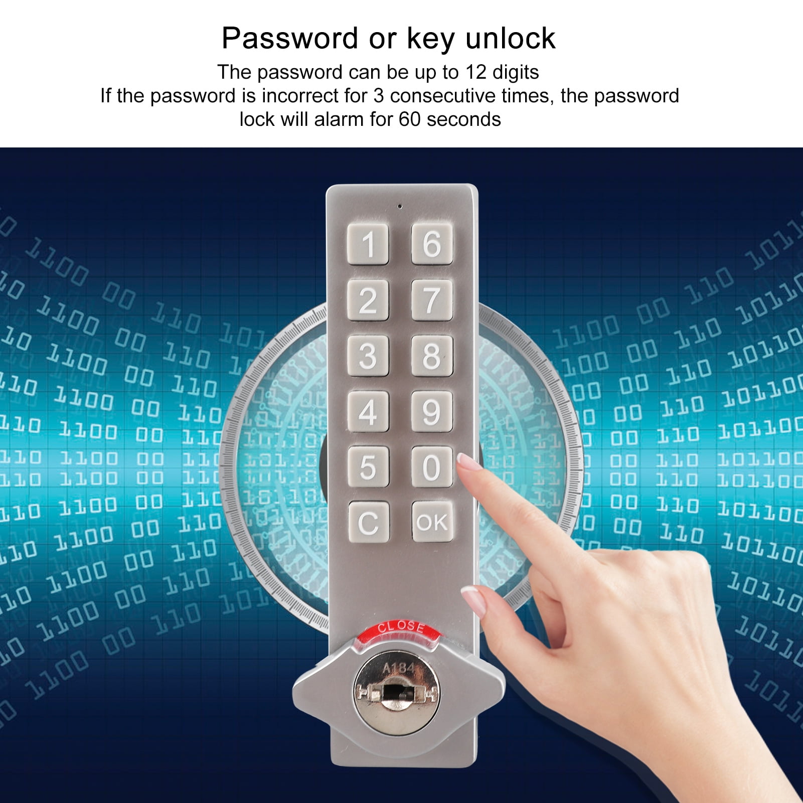 NFTIGB Keypad Cabinet Lock Password Key Unlocking Zinc Alloy Security Smart Electronic Drawer File Lock With Mounting Accessory Built-in Battery Home Office Safe Use (4.72 inches / 12 cm)