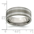 thumbnail image 2 of Titanium With 925 Sterling Silver Inlay Grooved 8.5mm Band Size 8 Ring for Women and Men - 7.4 Grams, 2 of 2