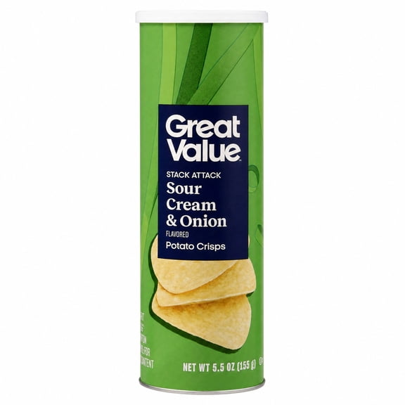 Great Value Stack Attack Sour Cream and Onion Potato Crisps, 5.5 oz