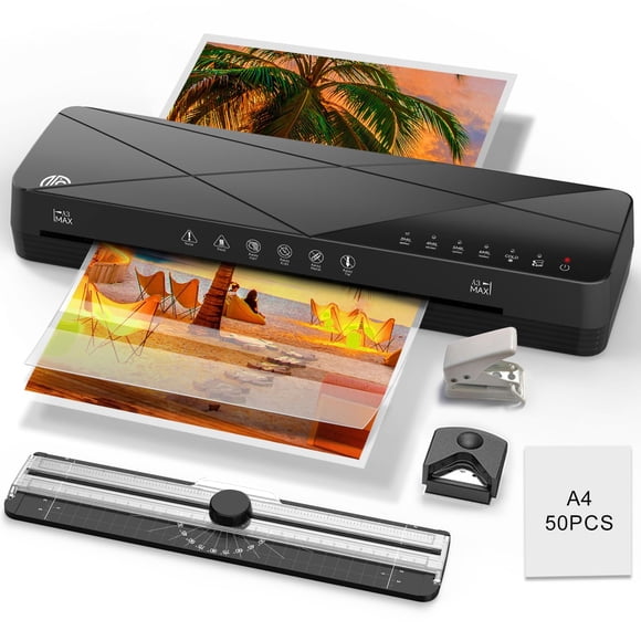Láminas laminadoras Laminator Crenova, 13 pulgadas, 6 en 1, 50, color negro