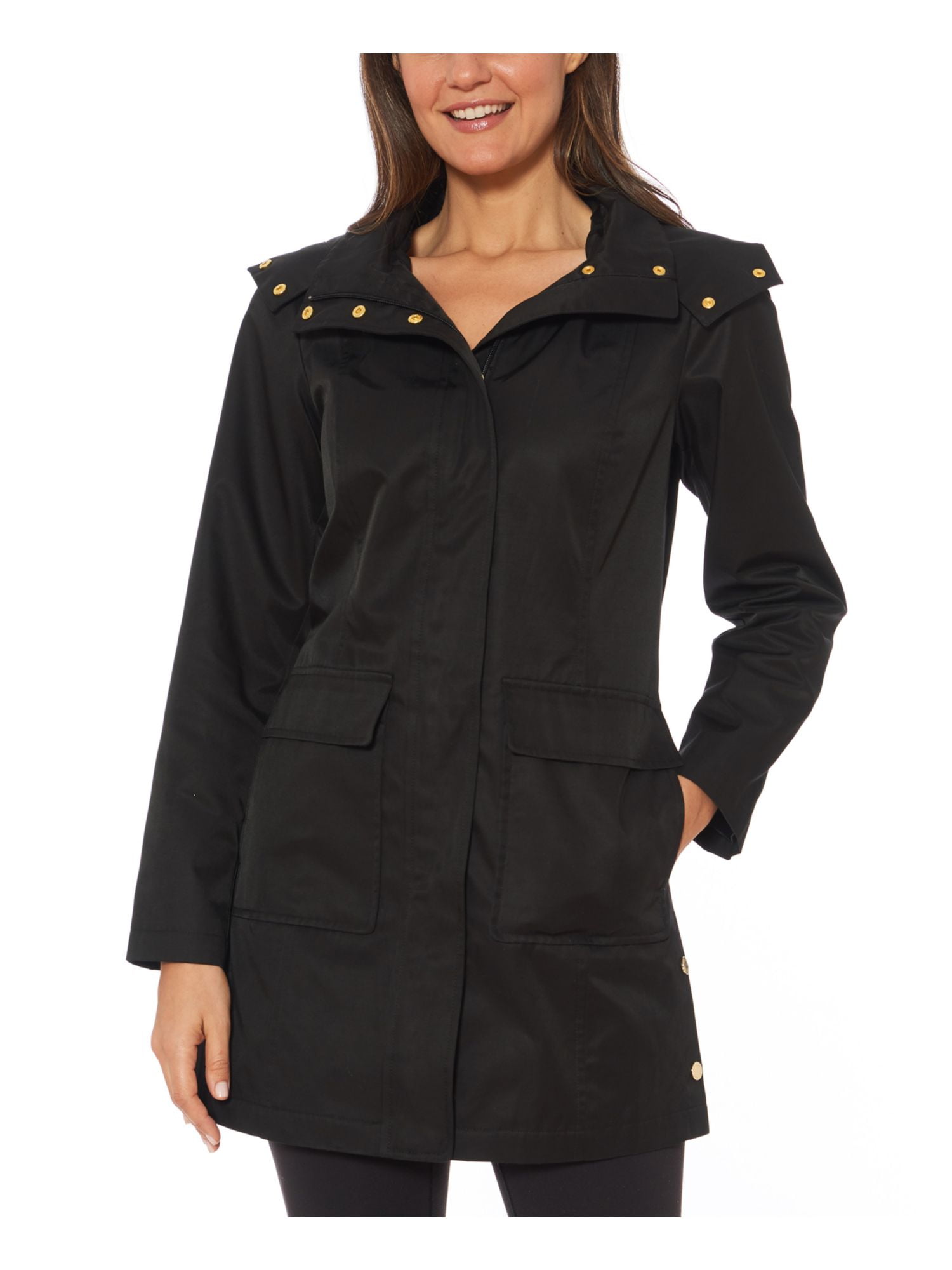 JONES NY Womens Black Pocketed Zippered 