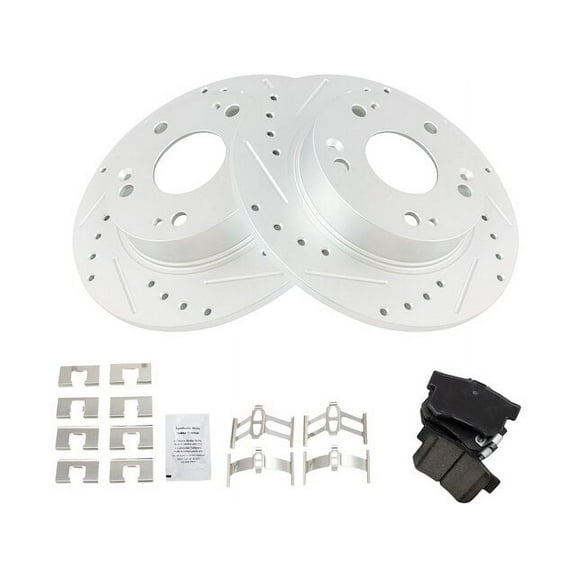 Rear Brake Pad and Rotor Kit - Compatible with 2006 - 2015 Honda Civic 2007 2008 2009 2010 2011 2012 2013 2014