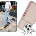 thumbnail image 3 of iPhone 13 pro max Phone case Wallet with Zipper Card Holders for Women, iPhone 13 pro max Case Wallet with Credit Card with Ring Kickstand Zipper Stand Case for iPhone13promax - Pink, 3 of 18