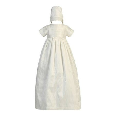 Baby Girls Boys White Silk Heirloom Gown Bonnet Set Baptism Set 3-6M