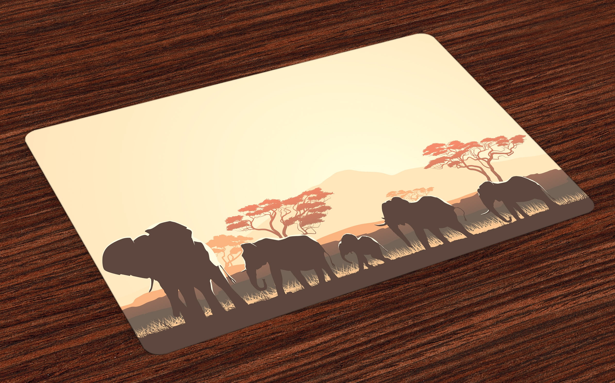 Africa Placemats Set of 4 African Wildlife Safari Big Animal Elephants