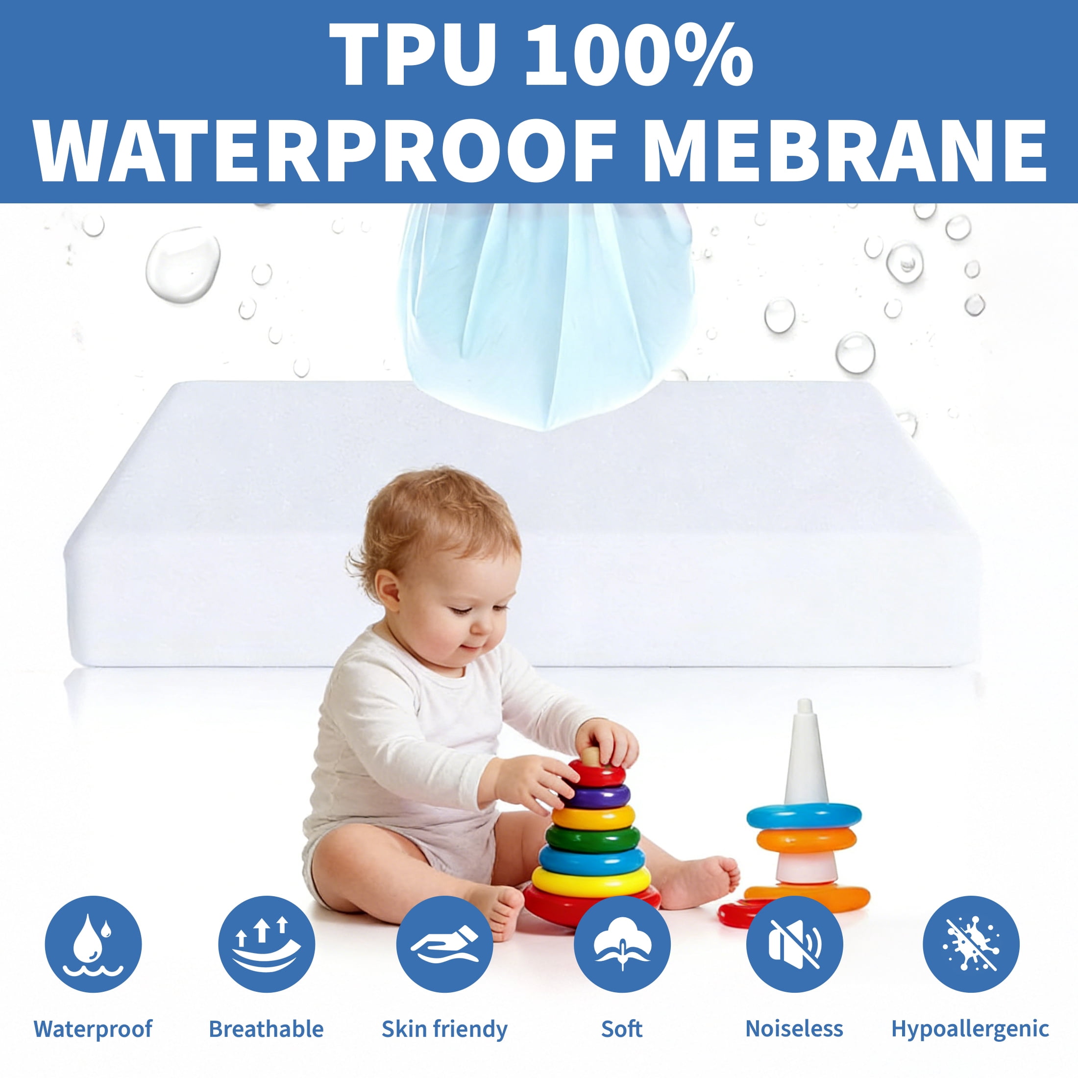 CISILOV Queen Size Waterproof Mattress Protector, Soft Microfiber Noiseless Waterproof Mattress Cover, Deep Pocket Fits 2-10 Inch Mattress, Hypoallergenic Bed Mattress Protector for Kids Pets