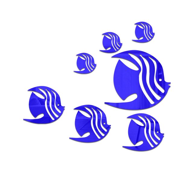 Pegatinas de pared de espejo acrílico impermeables con temática de peces y animales marinos, pegatinas extraíbles para pared con diseño de perro, para sala de estar, dormitorio de bebé y niño