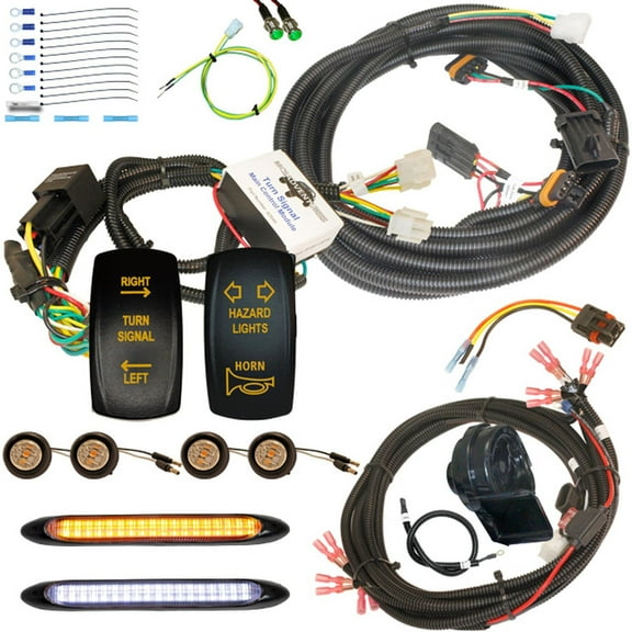 MCSADVENTURES plug and play turn signal kit for 2024 RZR XP 1000: Rocker switch (amber), horn / hazard, stick-on lights (clear lens) and 3/4 lights (clear lens)