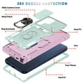 thumbnail image 2 of Design for Samsung Galaxy S25 Ultra Heavy Duty Case with Camera Lens Sliding Cover Ring Holder Kickstand - Shockproof Heavy Duty Armor Military Grade Bumper Protective Case for Women Men, Mint+Pink, 2 of 11