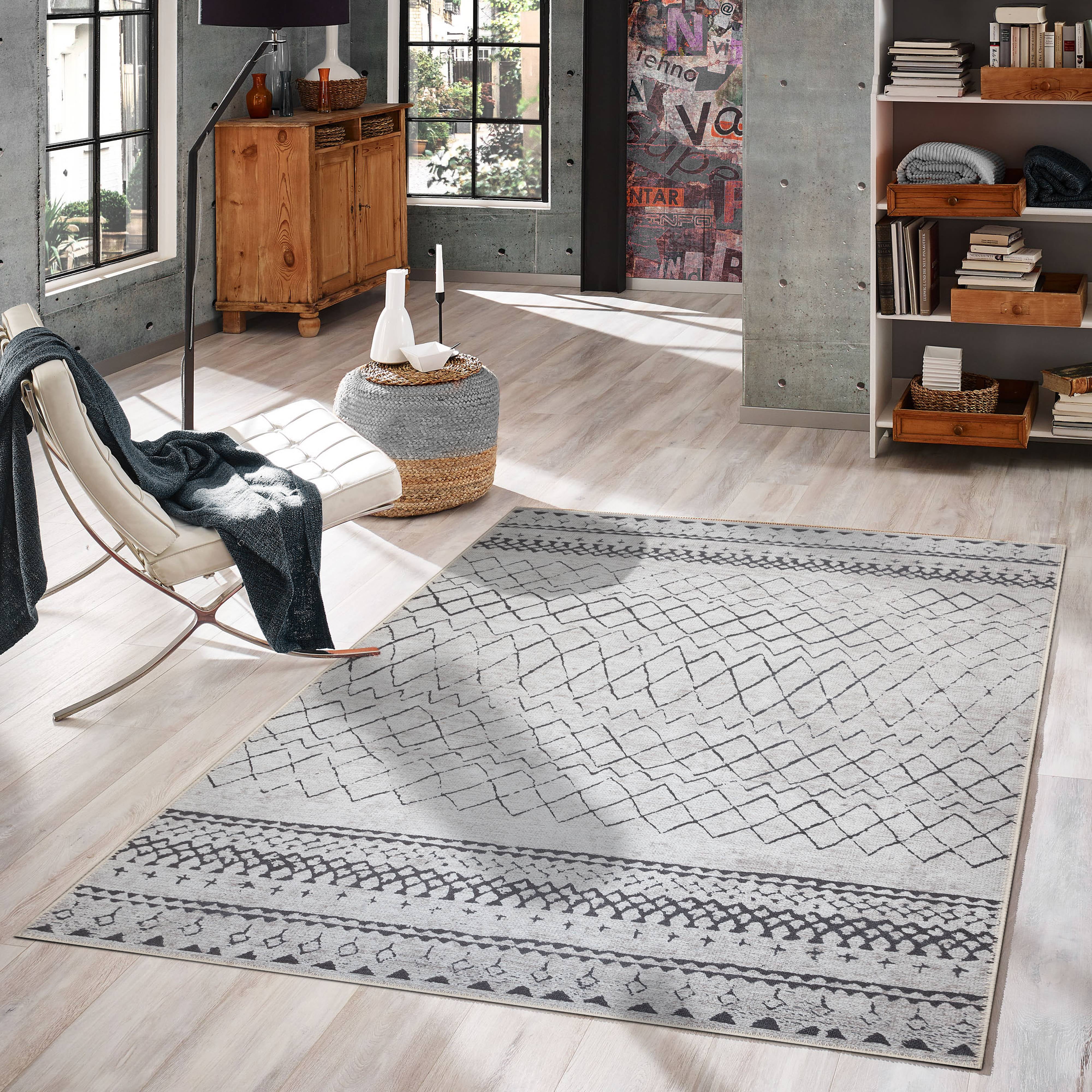 CAMILSON Machine Washable Area Rugs with Non Slip (Anti-Slip) Backing for  Living Room Bedroom, Distressed Vintage Washable Rug 8x10, Stain and Water