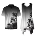 thumbnail image 2 of Psesaysky Couples Outfits Matching Sets Black Palm Tree Print Button Up Shirts and Sleeveless Dress with Pockets Men and Women Matching Party Outfits Plus Size Beach Vacation Essential, 2 of 7