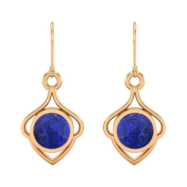 6mm Rond Lapis 925 Argent Rose Vermeil Fil Délicate Femmes Boucles d'Oreilles de Fiançailles