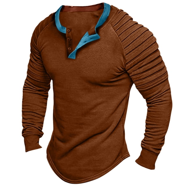 TIEVOSA Chemise Rétro Multicolore à Manches Longues pour Homme, Manches Raglan Plissées, Grande Taille