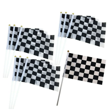 GOOHOCHY  10 Pcs Racing Flag Birthday Decorations Checkered Race Cars Flags Baby