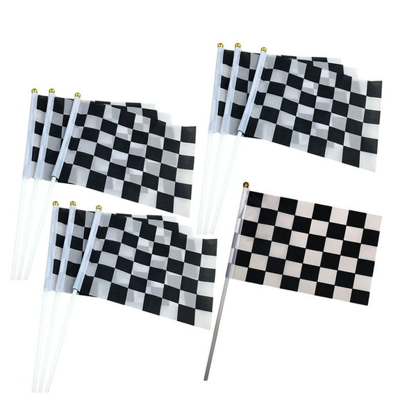 GOOHOCHY  10 Pcs Racing Flag Birthday Decorations Checkered Race Cars Flags Baby