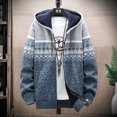 thumbnail image 1 of Cárdigan cálido de lana para hombre, suéter a cuadros con capucha, ropa de invierno, abrigo de punto coreano, chaqueta con cremallera completa, puente de moda, 1 of 5