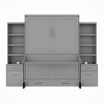 thumbnail image 5 of RoomAndLoft Queen Size Murphy Wall Bed with Shelf Storage and in Gray Solid Wood, 5 of 10