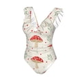thumbnail image 4 of Yiaed Flat Mushrooms Print Women's Ruffled One Piece Swimsuit V Neck Swimwear Slimming Monokini for Woman-XX-Large, 4 of 8