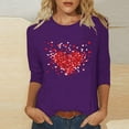 thumbnail image 2 of Xdegoge Womens 3/4 Sleeve V Neck Valentine Top Love Heart Printed Graphic Shirt Casual Loose Oversized Tops Cute Funny Observance Collection Pullover for Valentine's Day, 2 of 5