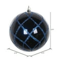 thumbnail image 2 of Vickerman 4.75" Midnight Blue Candy Finish Net Ball Ornament with Glitter Accents, 3 per Bag, 2 of 3