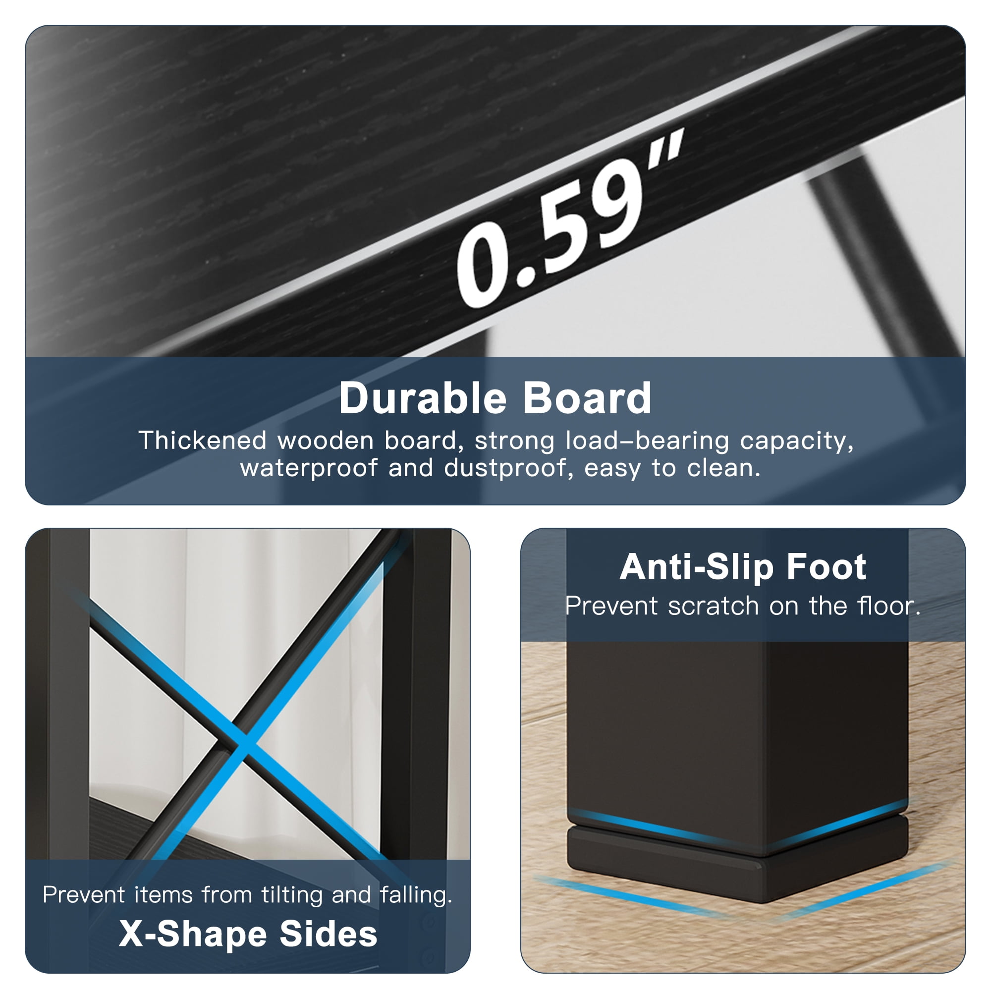 Demi Bonn 7 Tier Corner Bookshelf, Bookshelves, Open Etagere Bookcase Shelf Storage Organizer, Storage Shelving Unit for Bedroom, Living Room and Home Office, Black