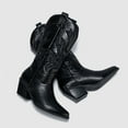 thumbnail image 6 of UngA Cowboy Boots Cowboy Boots for Women Ankle Cowgirl Booties Wide Mid Calf Pointed Toe Western Boots Short Classic Booties Black,8.5, 6 of 7