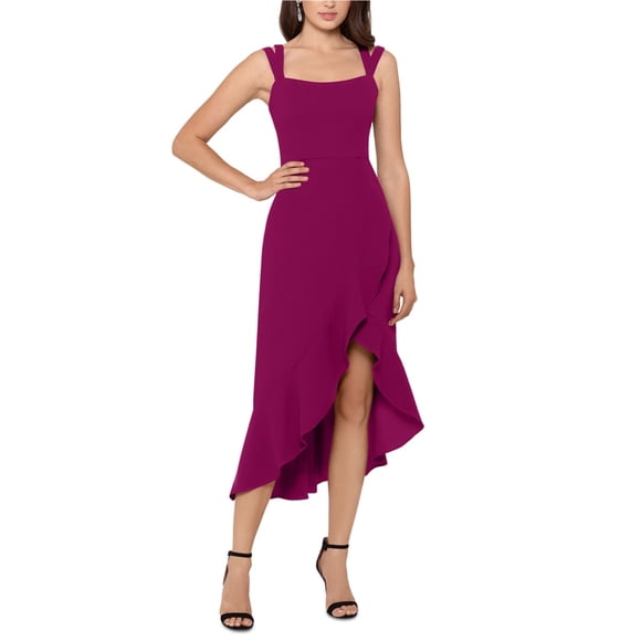 XSCAPE Womens Solid High-Low Dress magenta 6