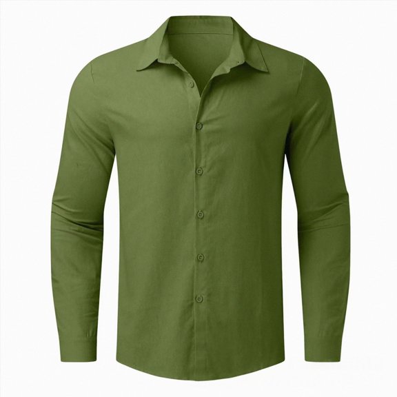 Qopobobo Boys Dress Clothes Boys' Long Sleeve Button-Down Collared Shirt with Chest Pocket Size 14-15 Years(Green, 14-15 Years)