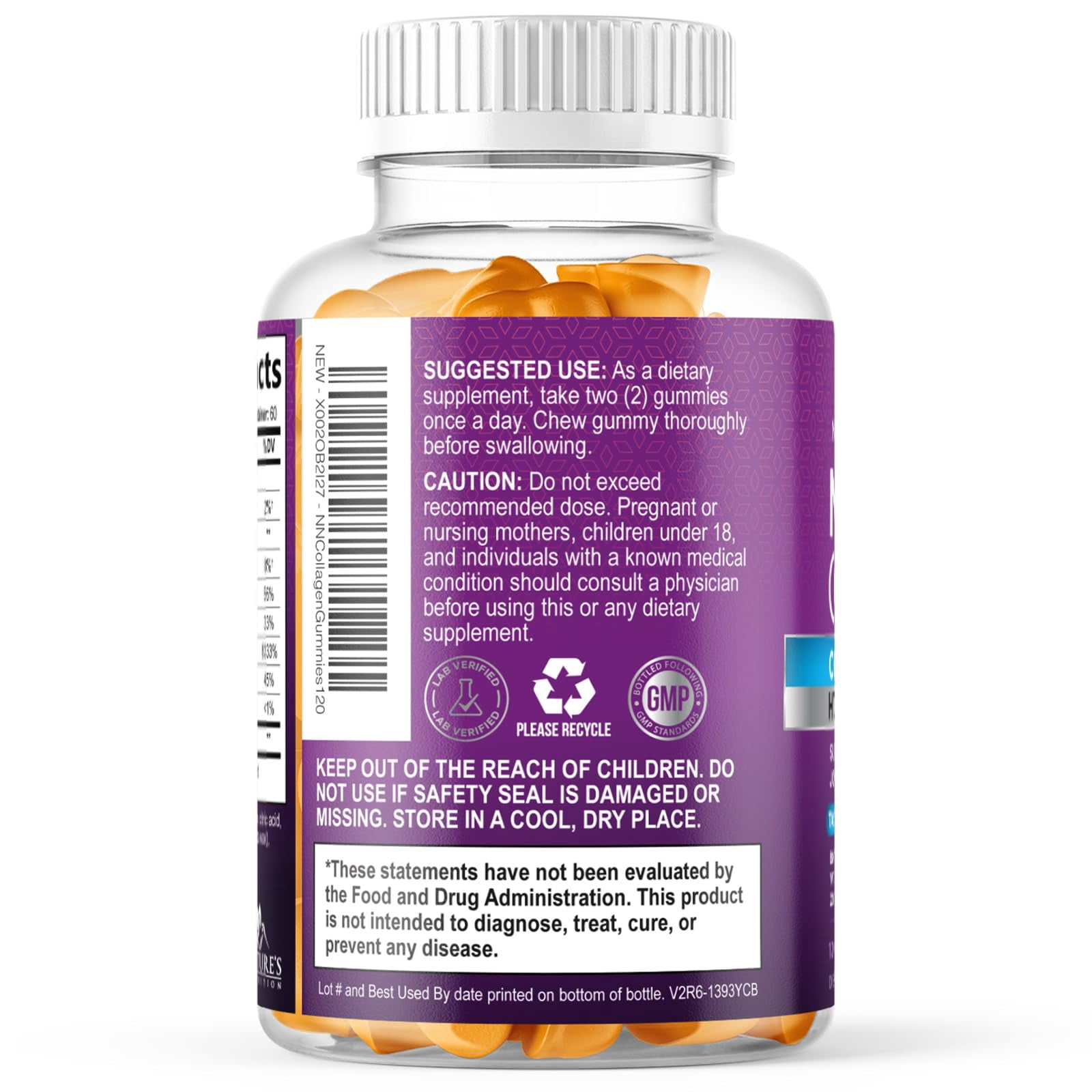 Collagen Supplements Gummies - Hair Growth & Immune Support, Skin & Nails Supplement - 2500mcg Biotin Per Serving - Multi Collagen Hydrolyzed Type 1 & 3, Vitamin C & Zinc, Orange Flavor - 120 Gummies